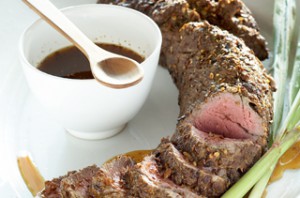 Spice-crusted beef fillet.