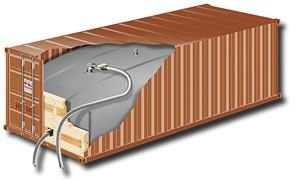 A flexitank used to ship wine in bulk,